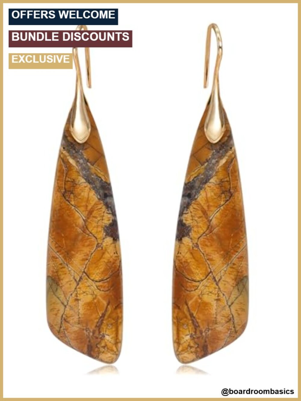 Natural Stone Dangle Drop Earrings Boho Triangles Alloy